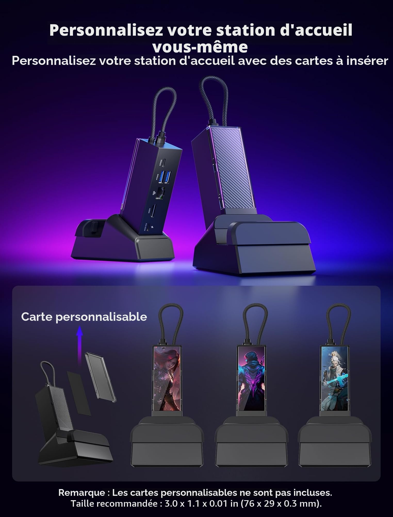 JSAUX Station d'accueil pour ROG Xbox Ally X (2025)/ROG Ally X/ROG Ally X/Steam Deck/Legion Go, Dock 6-en-1 avec HDMI 4K@120Hz, Ethernet Gigabit, USB-A et USB-C 3.2 Gen 1, Charge 100W – HB0609 Noir