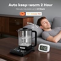 Vista 4 de Electric Tea Kettle with Infuser Temperature Control and Automatic Shut Off 24 H Keep Warm for Coffee Water Heater and Tea Pot Glass Black 1.5L
