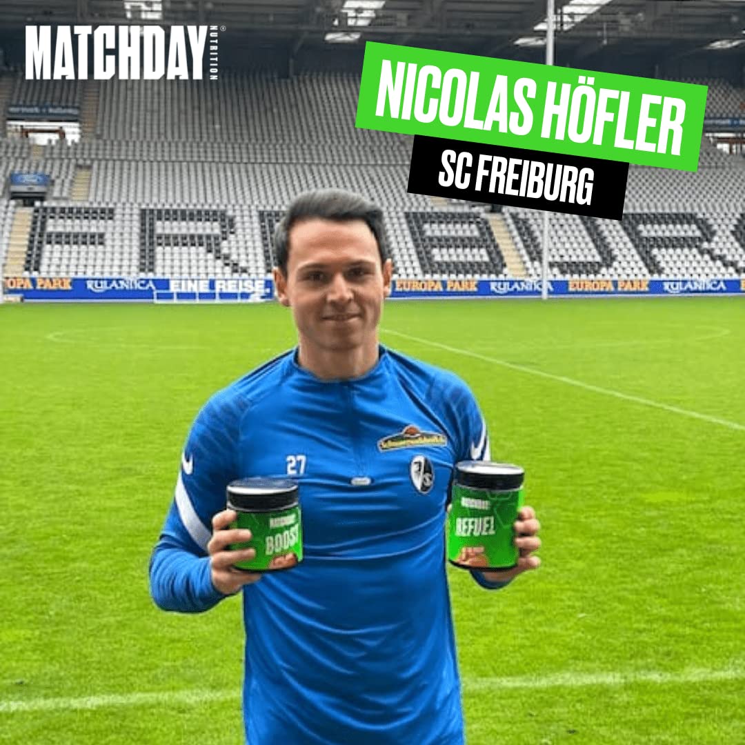 Matchday Nutrition Refuel I Bessere Regeneration speziell für Fußballer I Kohlenhydrate, Aminosäuren & Vitamine gegen Muskelkater (Ice Tea Pfirsich)