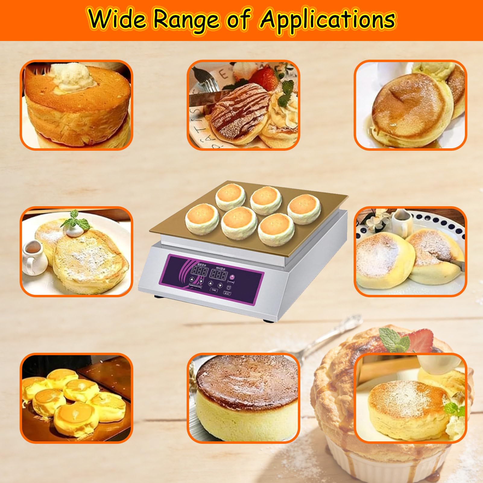 MáQuina Japonesa para Tortitas Soufflé, MáQuina para Dorayaki con Recipiente De Cobre, Plancha EléCtrica Profesional, MáQuina para Tortitas Y Soufflé Double-Ended
