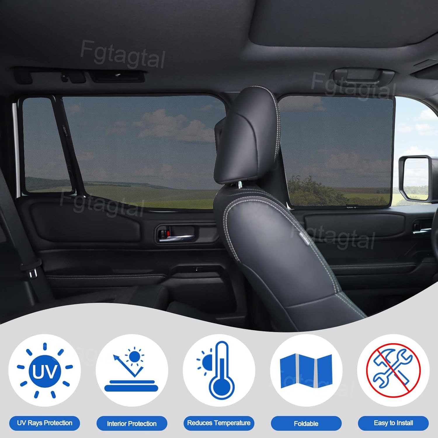 Car Window Shades Fit for Toyota Land Cruiser 250 Prado J250 LC250 2024 2025, Front Rear Side Window Screens Mesh Window Sun Shade Glare Shield and UV Rays Protection and Keeps Vehicle Cool, 10PCS