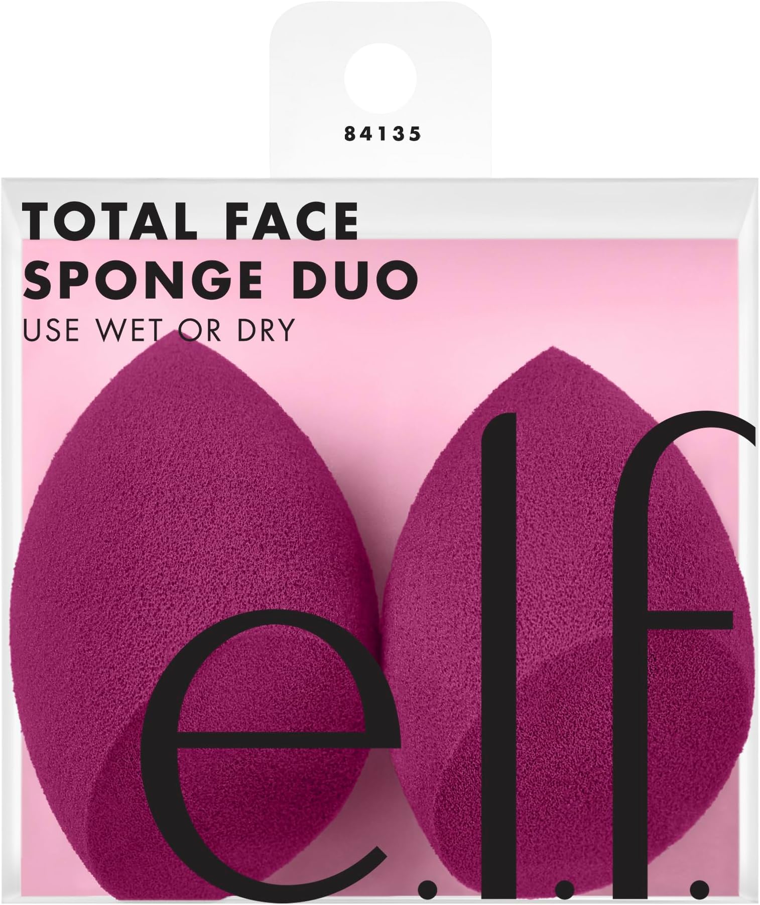 e.l.f. Cosmetics Total Face Sponge Duo, 2 Count, Fuchsia Pink