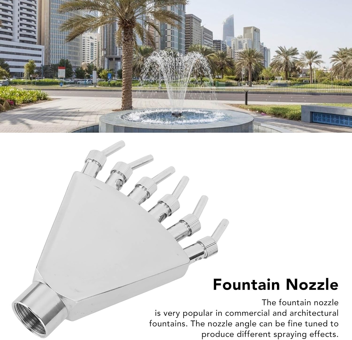 flexman G1 Fountain Nozzle, Adjustable Dynamic Scattering Stainless Steel Pond Fountain Head, Water Fountain Spray Nozzle for Family Courtyard, Plaza, Park