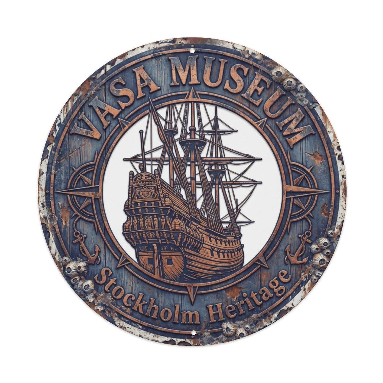 Warship Museum Hallway Heritage Metal Tin Sign Plaque Wall Decor for Cafe, Club Bar, Office, Home Garden Round Metal Poster 8x8Inch