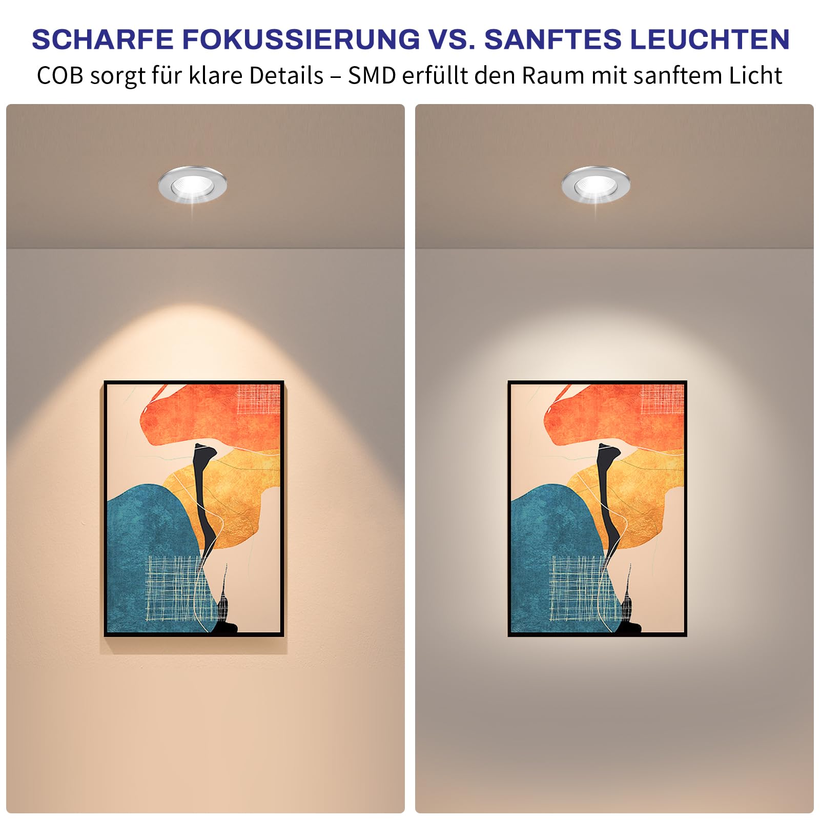 Allesgute 10er LED Einbaustrahler 230V Flach Dimmbar Gebürstet Edelstahl Led Spots 10W Einbauleuchten 850LM 4000K Neutralweiß Einbauspots für Wohnzimmer
