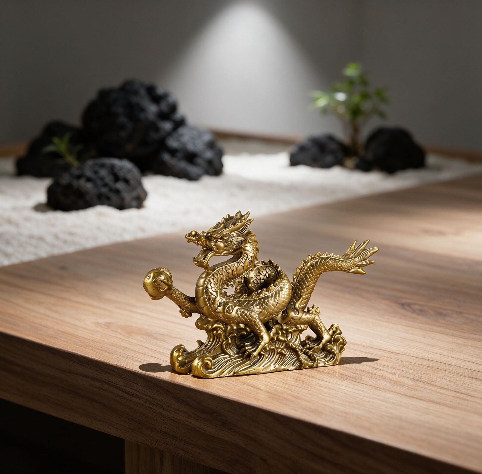 Mosiężna chińska statua smoka Feng Shui rzeźba dekoracja biura domowego | Ozdoby stołowe dla bogactwa i sukcesu, powodzenia kasa fiskalna, biurko, ocieplenie domu, prezent rękodzielniczy