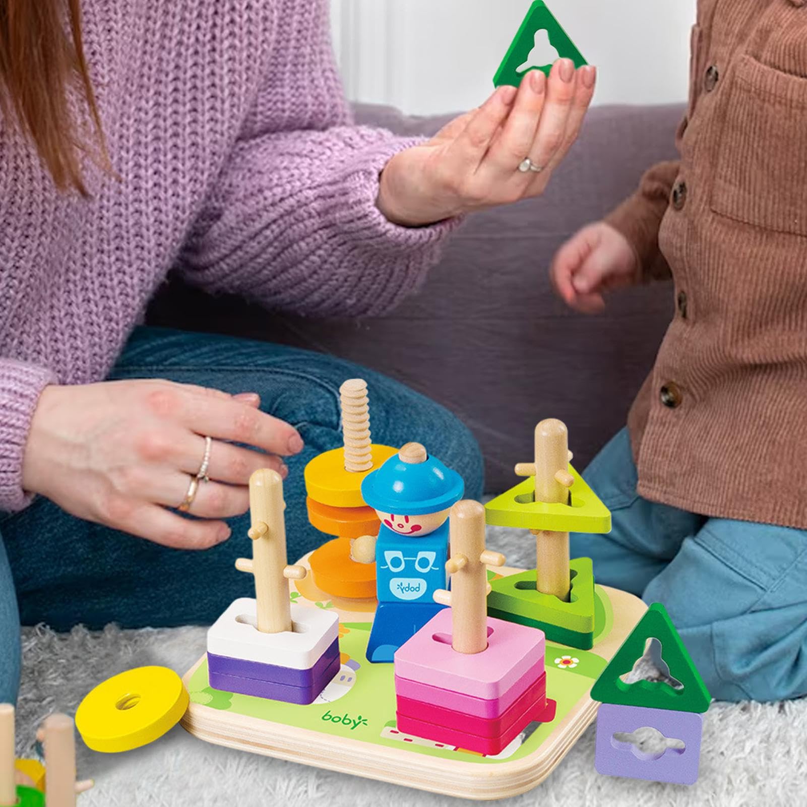 Juguetes para Apilar De Madera - Bloques De Motricidad Fina | Apilador De Formas para Clasificar - para Niños Preescolares y de Jardín de Infancia para Viajes Aprendizaje y Desarrollo