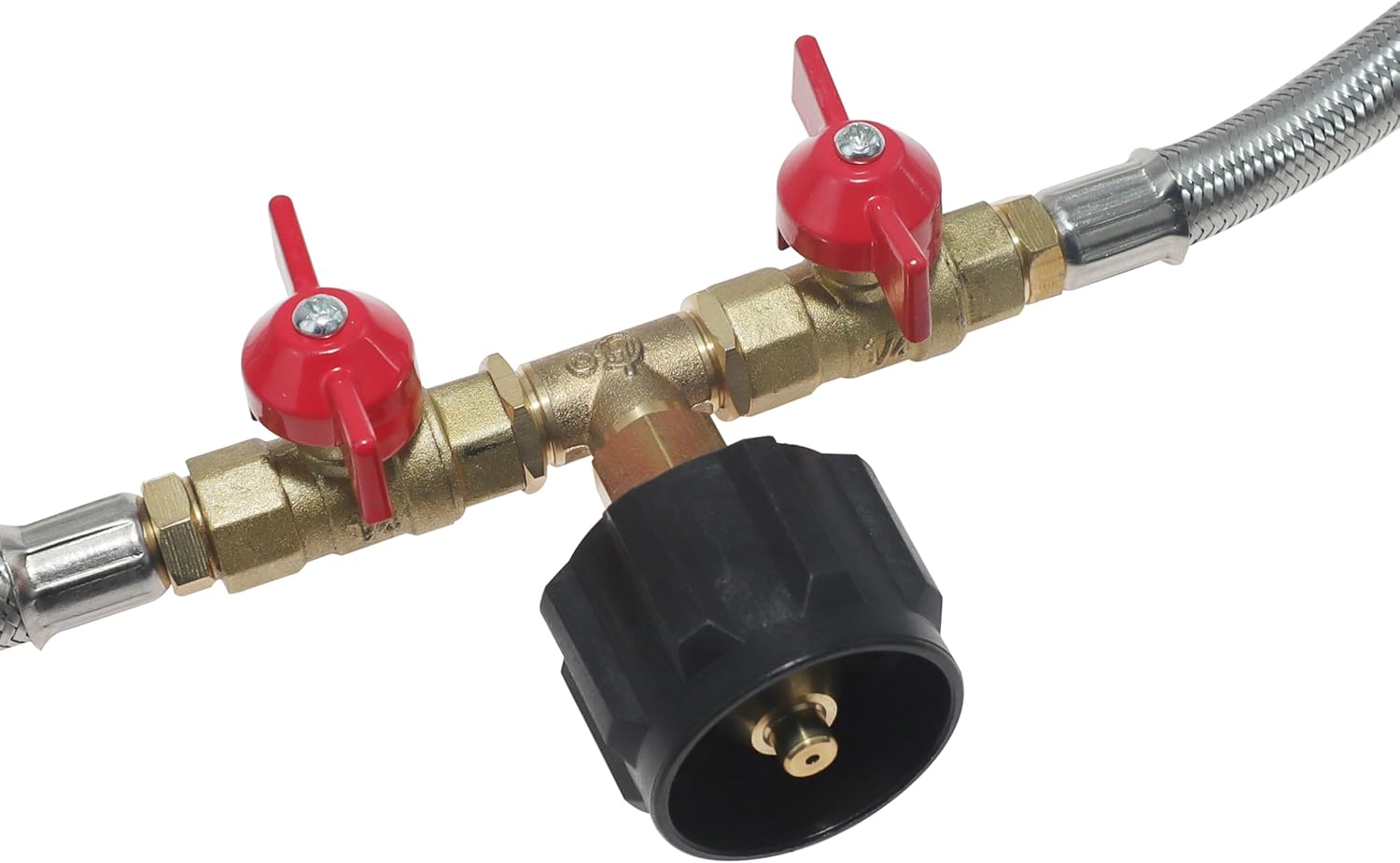 5 Feet 2 Way with Switch Y Splitter Cga Propane Tank Converter Adapter 350psi High Pressure Extension Hose Assembly Replacement for Qcc1 / Type1 20lbs Gas Tank Fits for Camping Grill Stove