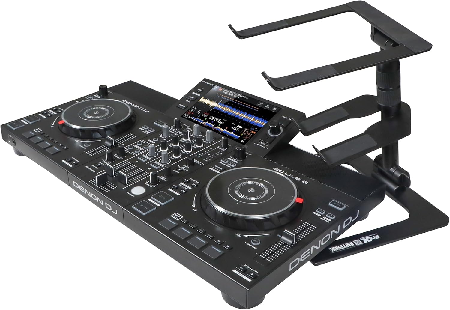 ProX Live Performance Gear Adjustable Laptop Stand for DJ s, Professional Notebook Computer Holder, Height Adjustable, Black Pioneer, Denon, Numark, Native, Rane, Hercules