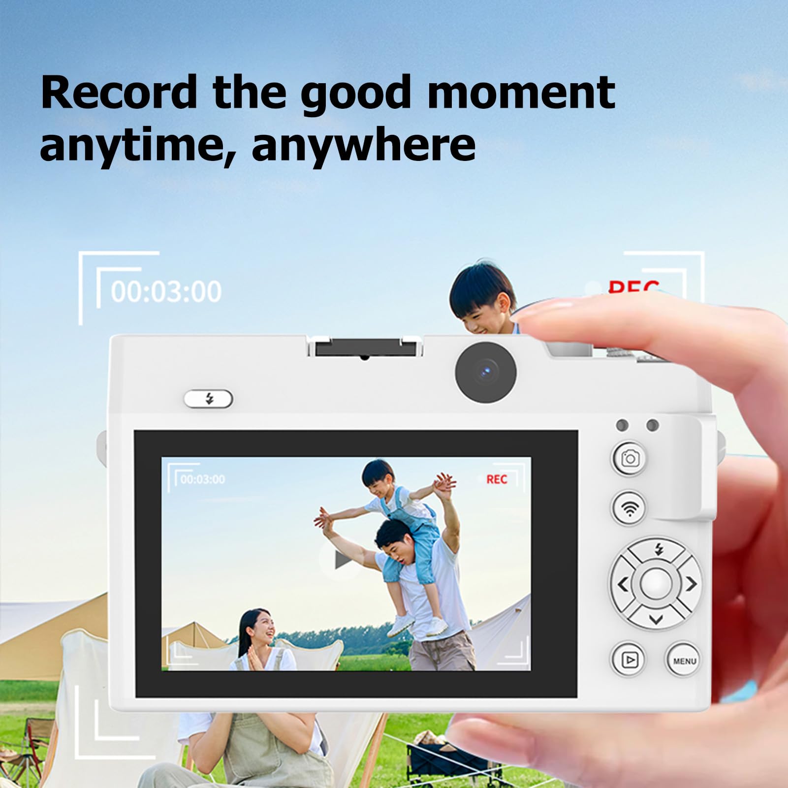 Macchina Fotografica Digitale 4k, Videocamera Digitale Wifi Con Doppio Obiettivo Automatico Con Zoom Uhd 18x Da 75mp Con Flash E Microfono Fotocamera Vlog Portatile Ricaricabile (BLACK) (WHITE)