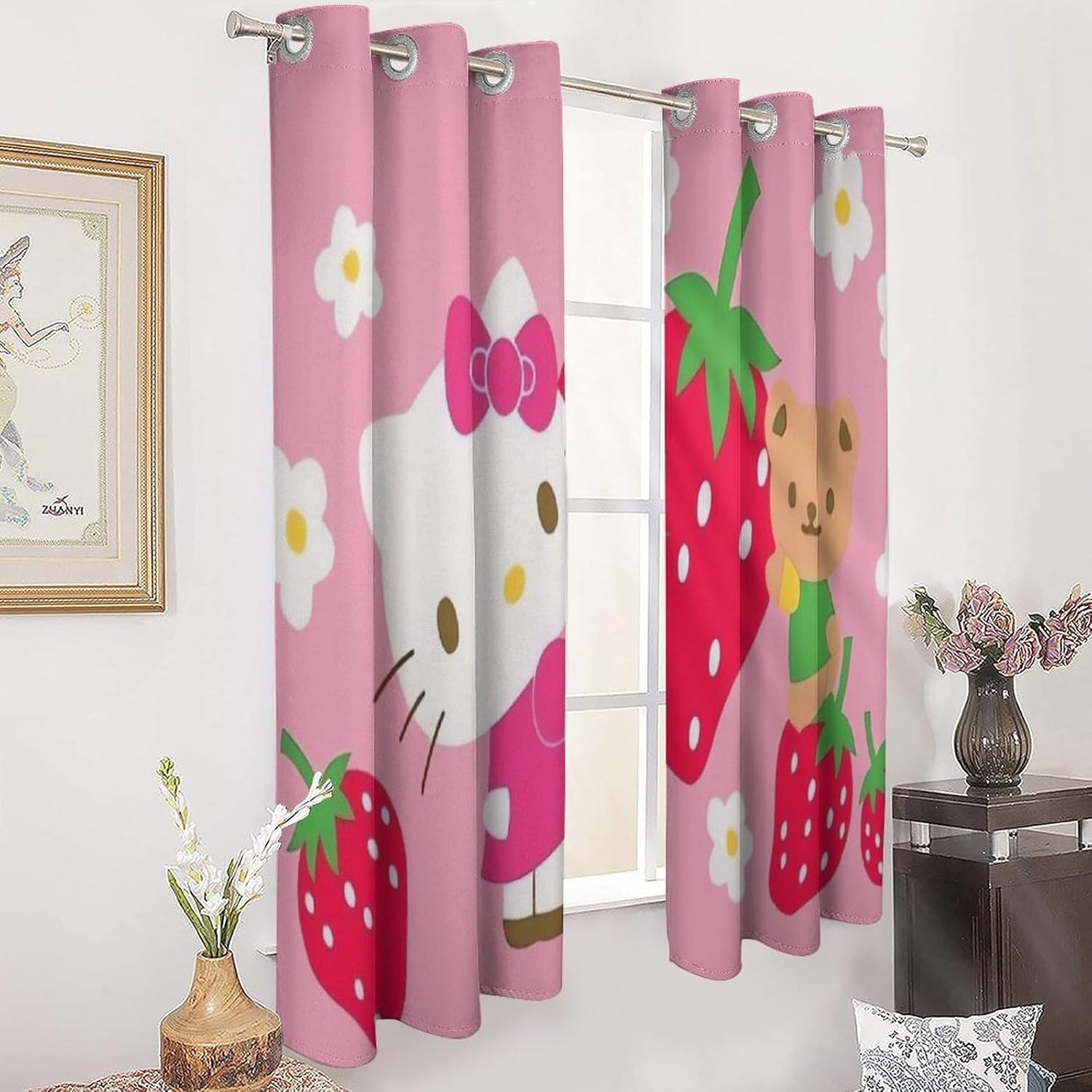 ハローキティカーテン 遮光 断熱 防寒 カーテン2枚セット 昼夜目隠し 保温 おしゃれ 洗える ドレープカーテン 子供ルーム 部屋