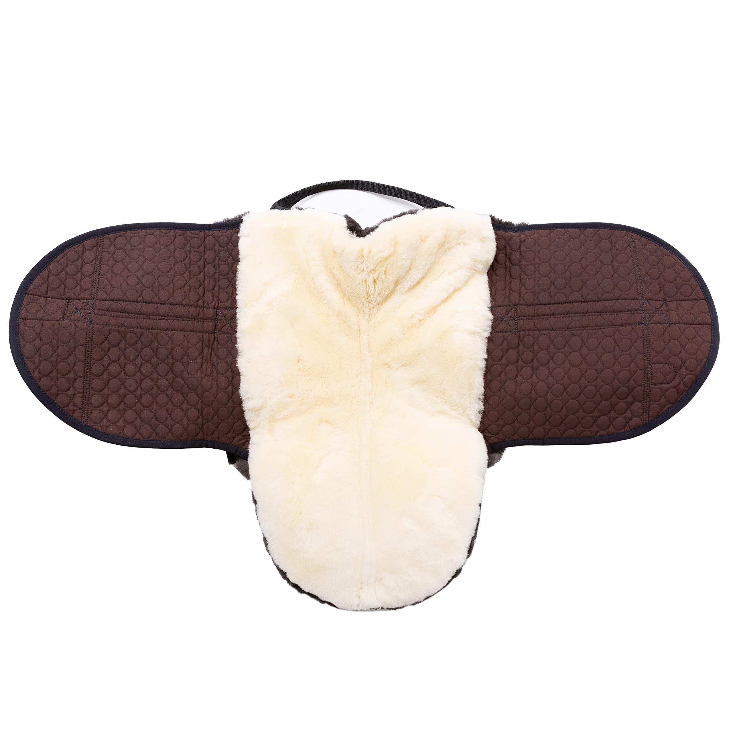 CHRIST Selle de Cheval «Fellsattel Basic Plus» de Selle de Peau d’Agneau, avec rembourrages Amovibles, Bareback-Pad, Tailles : Demi-Sang, poneys et shetlands et Couleurs: Anthracite, Marron et Beige.