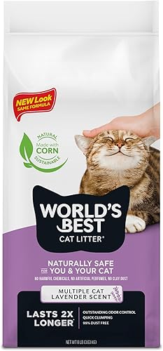 WORLD'S BEST CAT LITTER Múltiples gatos perfumados lavanda 8 libras WORLD'S BEST CAT LITTER Múltiples gatos perfumados lavanda 8 libras