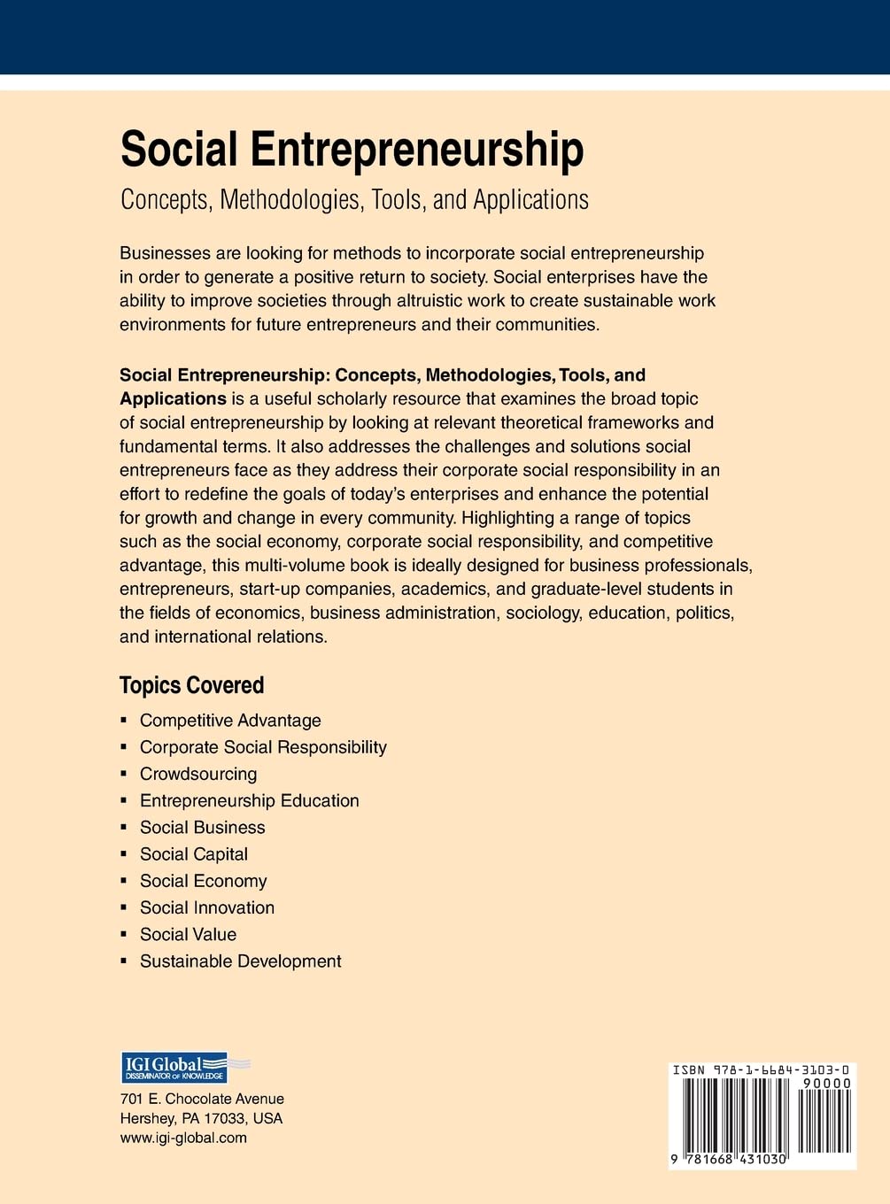 Social Entrepreneurship: Concepts, Methodologies, Tools, and Applications, VOL 3