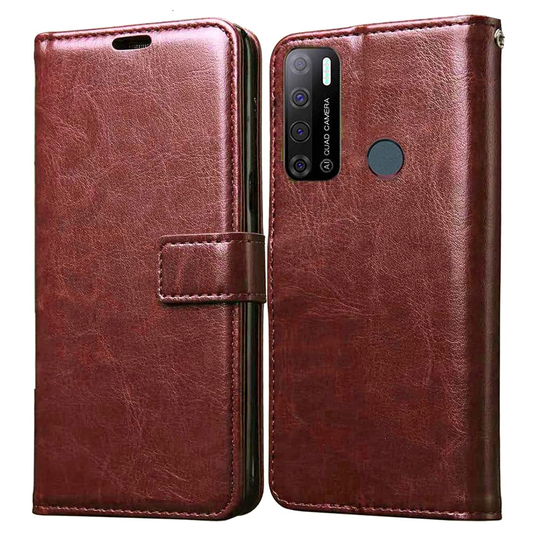 Amazon Brand - Solimo Flip Leather Mobile Cover (Soft & Flexible Back case) for Tecno Spark Power 2 (Brown) (B08FDB6718) Amazon Price History, Amazon Price Tracker