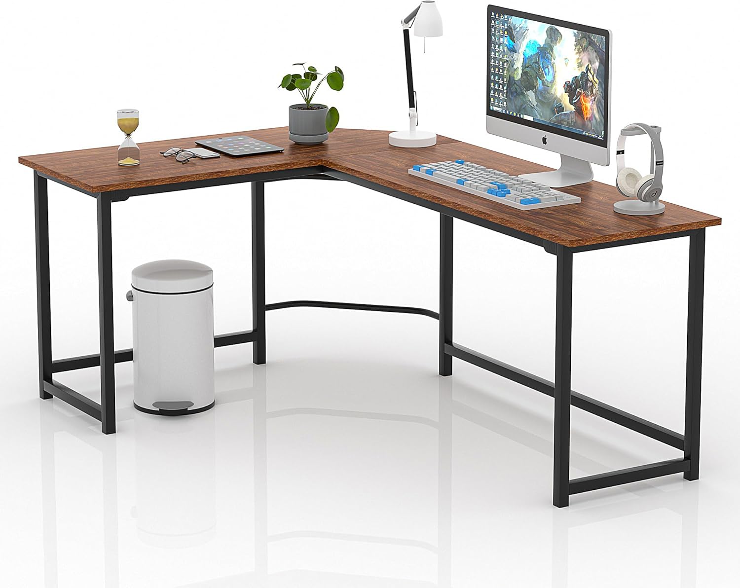 VECELO Large Corner Computer Desks LShaped with CPU Stand