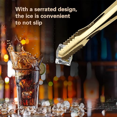 Miniatura 8 de MSY BIGSUNNY Pinzas de hielo de 7 pulgadas para cubo de hielo, pinzas de hielo de acero inoxidable con dientes, pinzas pequeñas para servir