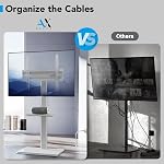 AX WABER Floor TV Stand with Power Outlet& Shelf, Universal TV Stand Mount for 27-65 inch TV up to 88lbs, 70 Degree Swivel 9 Level Height Adjustable with Tempered Glass Base for Bedroom, Office White