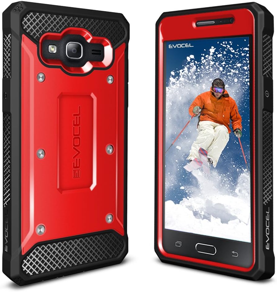 Galaxy On5 Case, Evocel [Explorer Series] Premium Full Body Case with Rugged Belt Clip Holster for Samsung Galaxy On5 (Model No G550), Red (EVO-SAMON5-ZZ03)