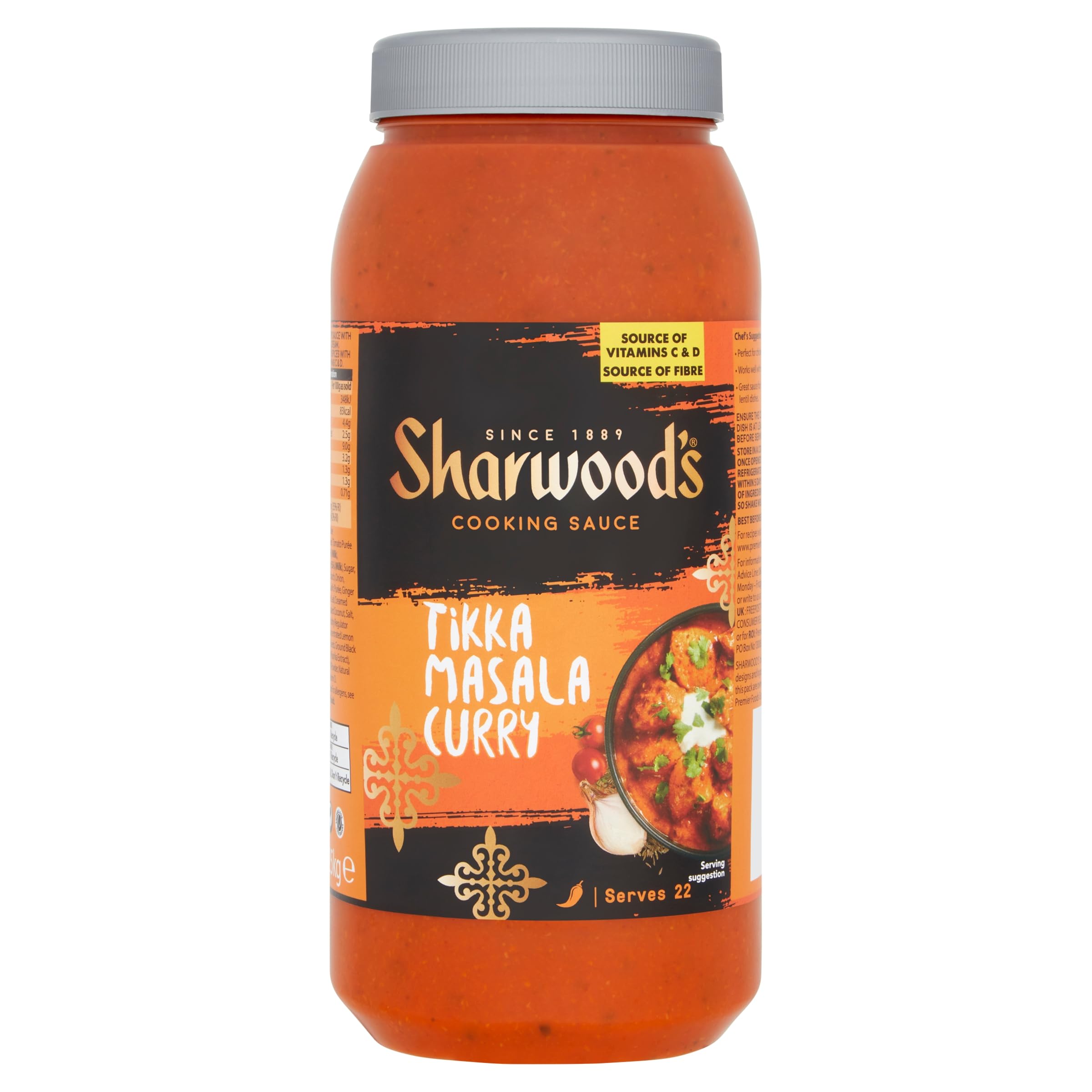Sharwood's Tikka Masala Curry Sauce, Rich Tomato & Yogurt Indian Sauce, Vegetarian, Catering Jar, 2.25 kg (Pack of 1)