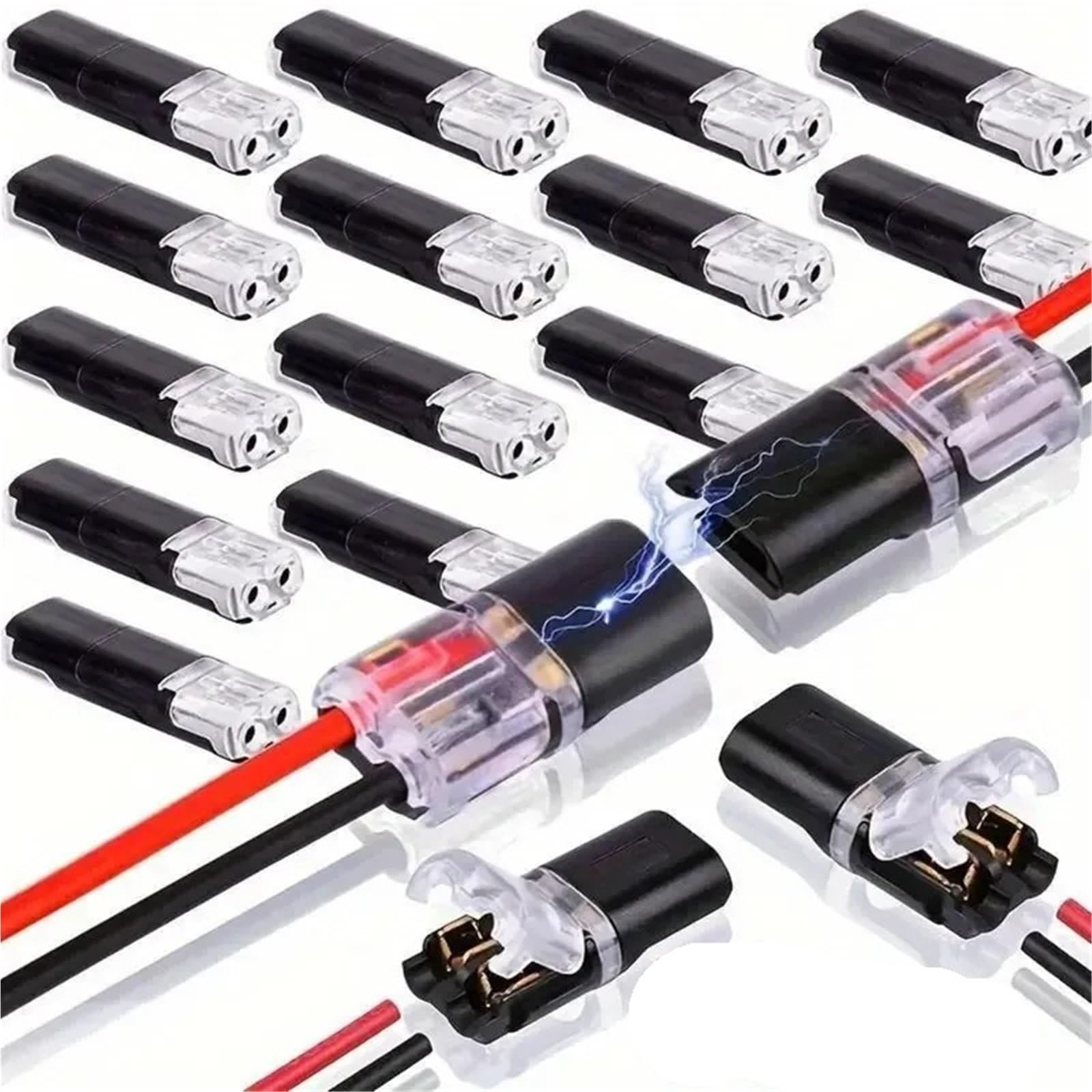 Shungong Double-Wire Plug-in Connector for LED Light Strips - 2 Pin Low Voltage Connectors with Locking Buckle (30/50/100pcs)(50pcs)