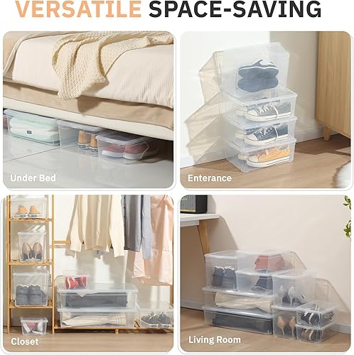 Miniatura 4 de novelinks Caja de almacenamiento transparente de 6 cuartos de galón, apilable, de plástico, con tapas, caja de plástico para clasificar, paquete de