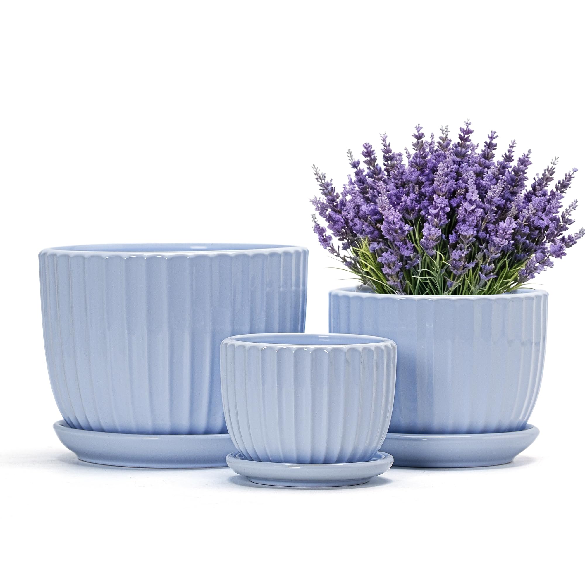 Amazon.com: Ton Sin Sky Blue Ceramic Flower Pots, 4