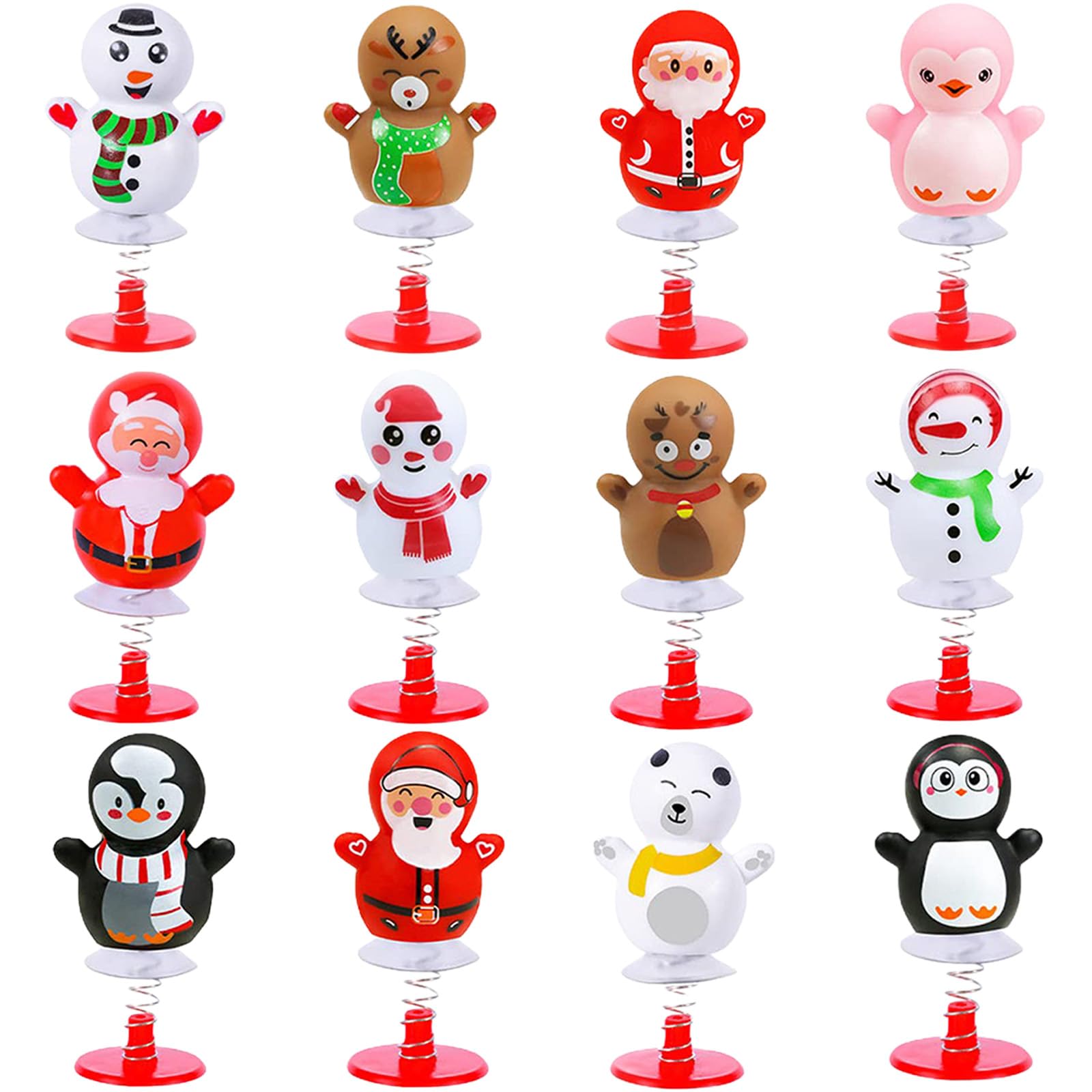 GWAWG 12PCS Christmas Jump up Toys, Party Favors Novelty Toys Popping Toy for Party Bag Fillers Stocking Fillers Classroom Prizes Gifts, Santa Snowman Jumping Surprise Launchers
