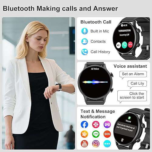 Miniatura 2 de Relojes inteligentes para mujer, reloj inteligente deportivo para responderhacer llamadas, IP68 rastreadores de fitness con frecuencia cardíaca del