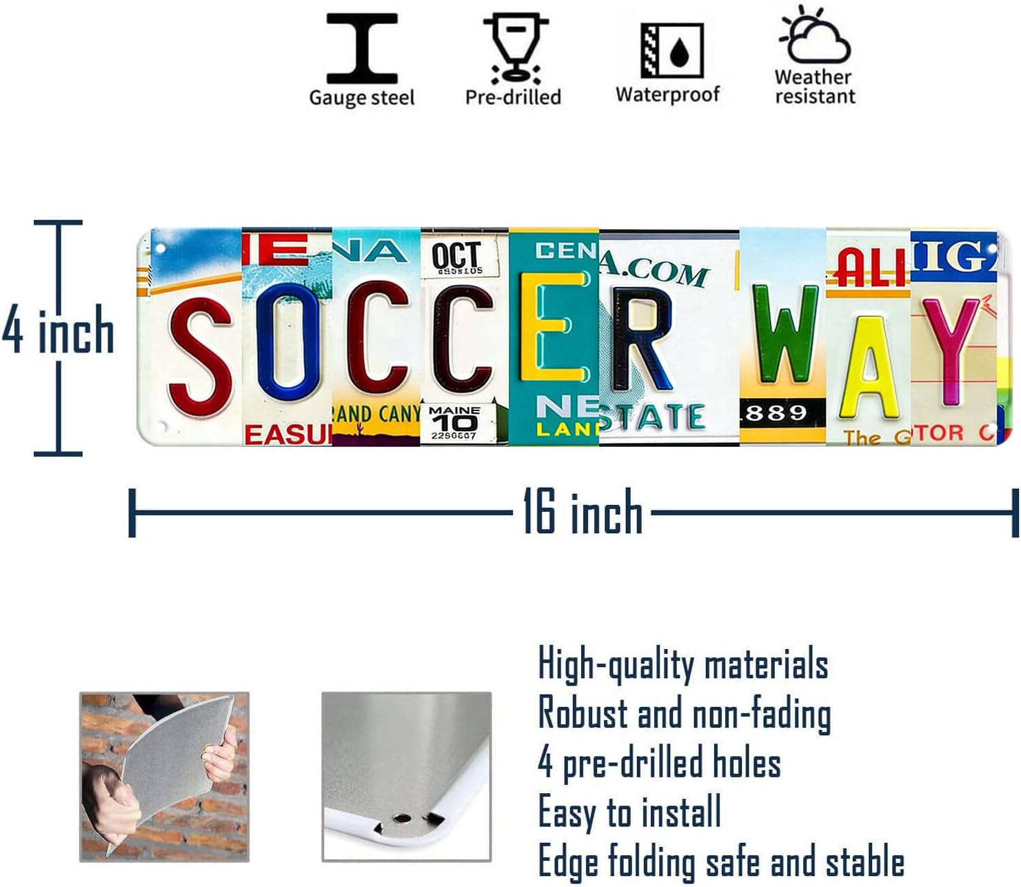 Soccer Decor For Boys Room Soccer Wall Art Soccer Way Metal Tin Street Sign Sports Posters Soccer Bedroom Decor For Boys Vintage Metal Tin Signs 4x16 Inch image 3