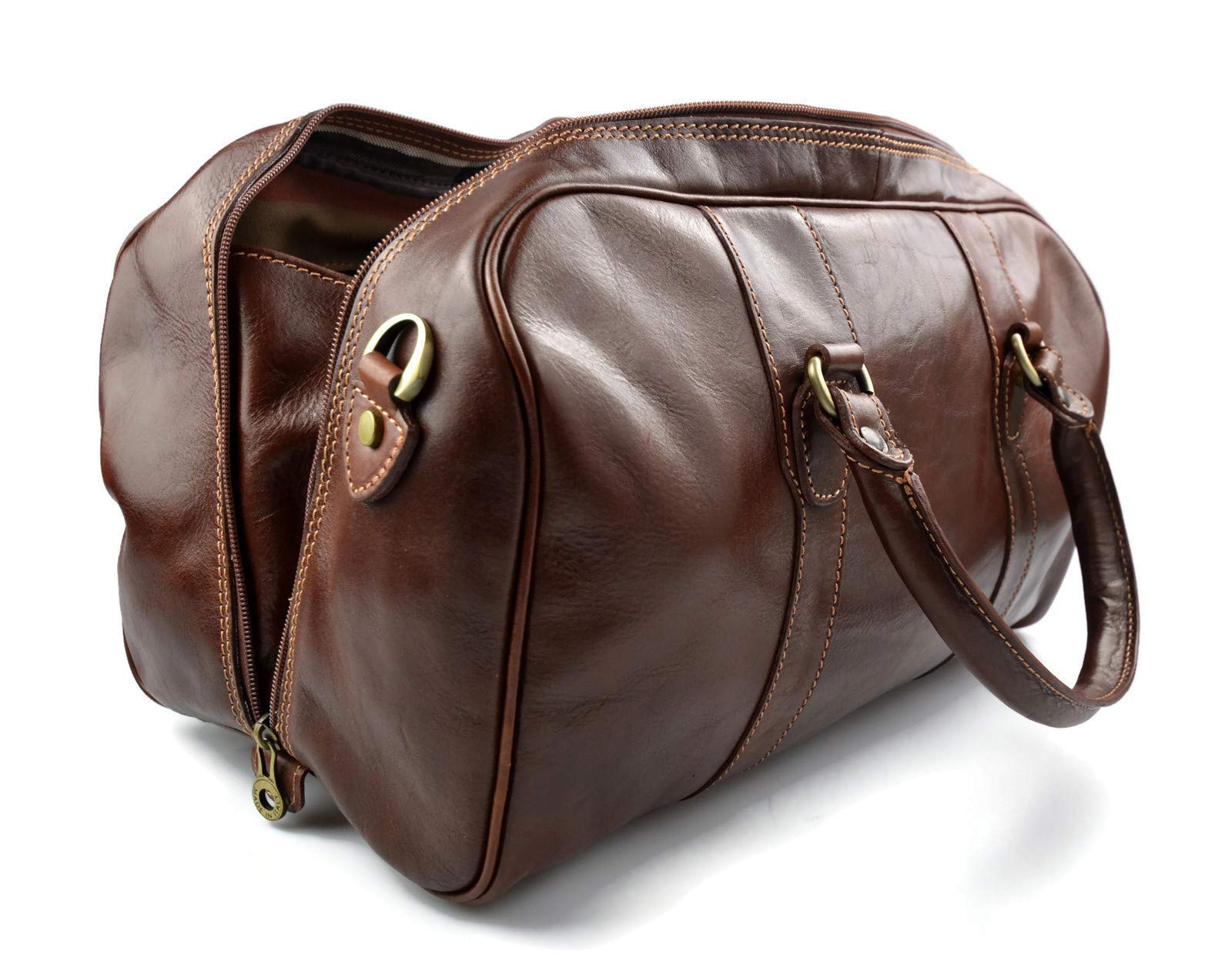 Bolso de viaje maleta marron bolso deportivo mujer hombre bolso de cuero con asas y correa de piel genuina bolso de mano de viaje bolso de espalda