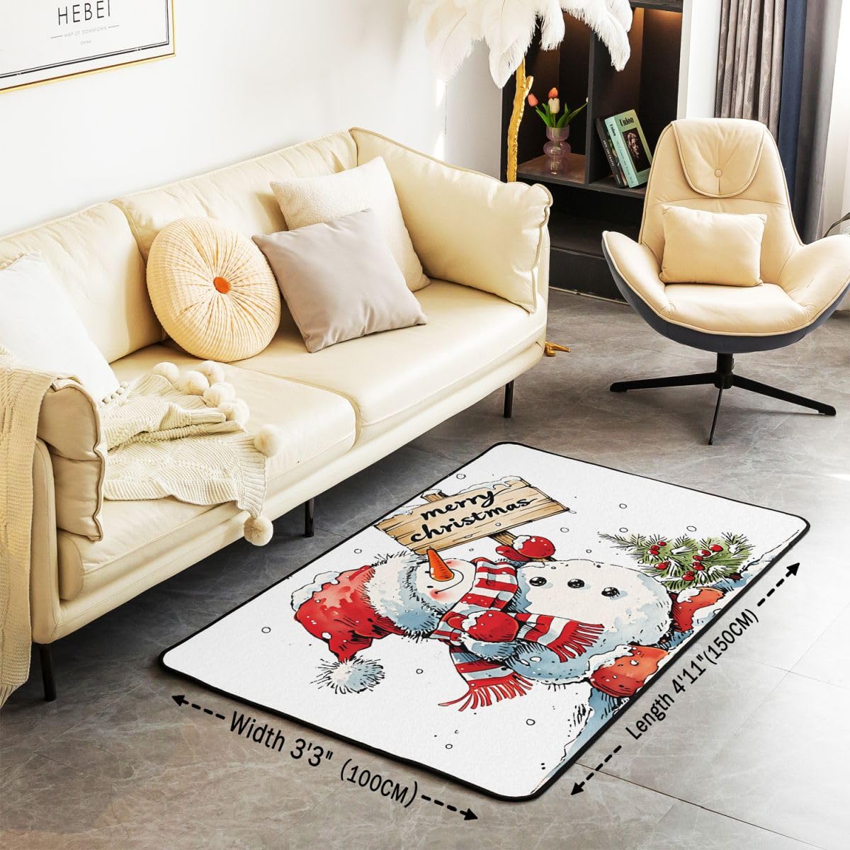 Manfei Kawaii Schneemann Bereich Teppiche 100x150cm für Schlafzimmer Dekor