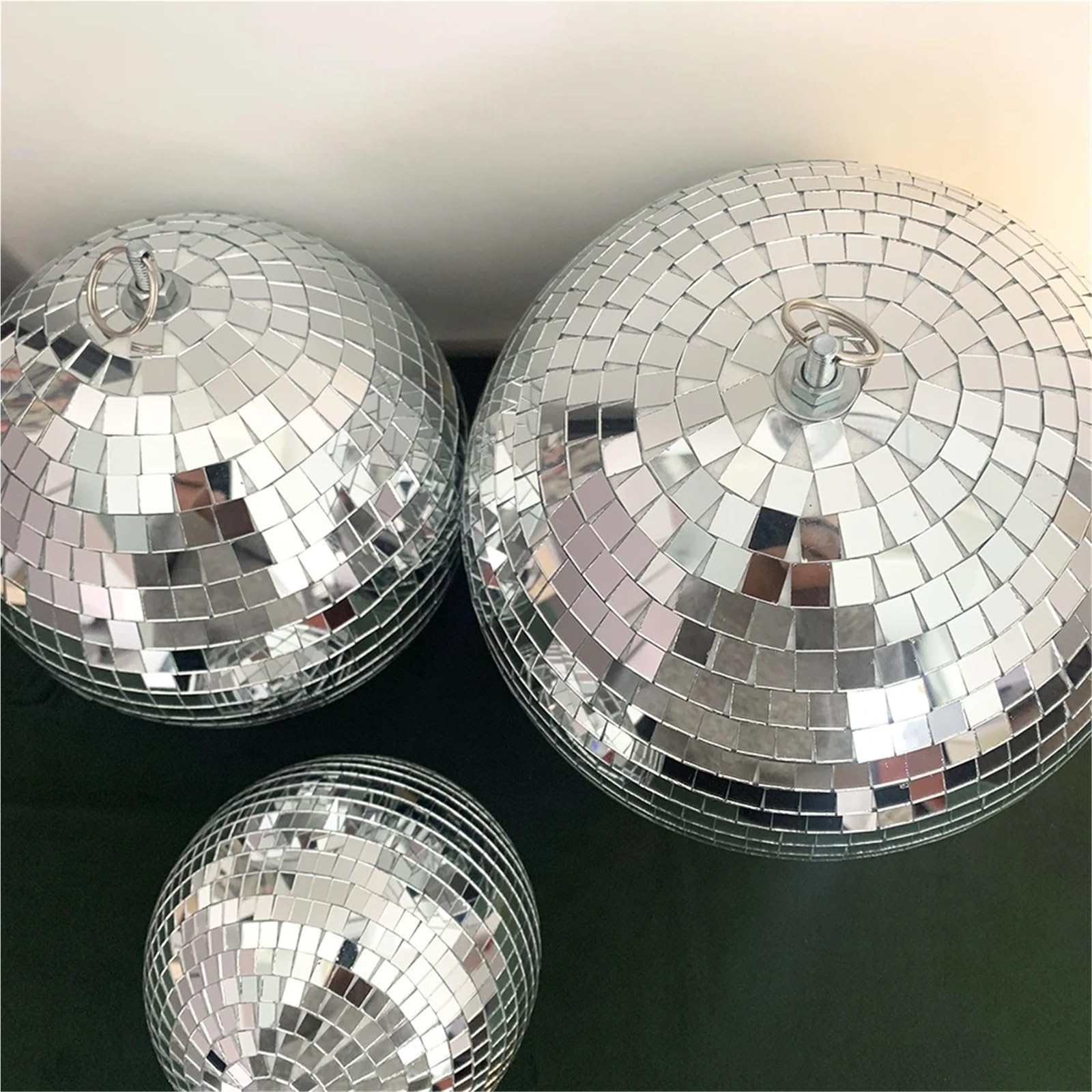 Dekoracja imprezowa lustrzanej kuli dyskotekowej, Szklana kula lustrzana Disco wisząca obrotowa 15-25cm(25cm)