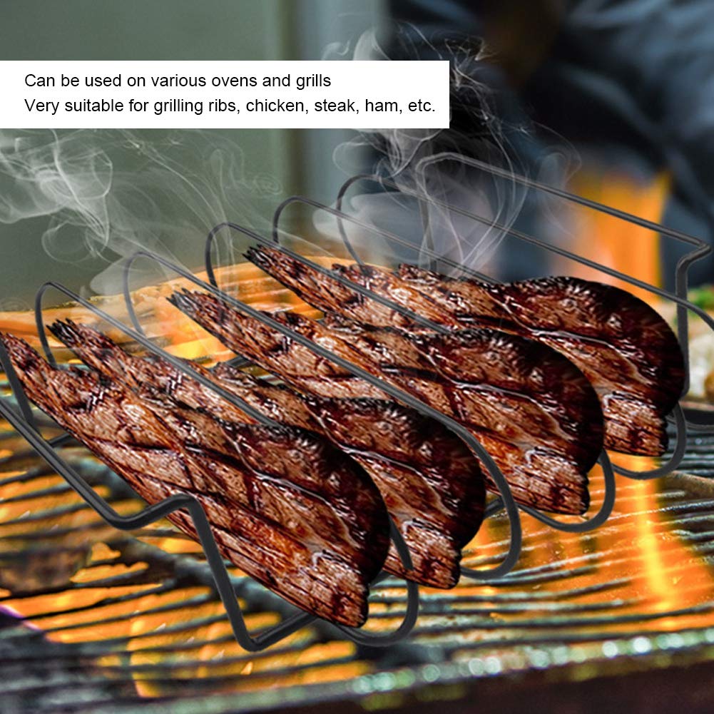 2 Pezzi Supporto per griglia per Costine, Supporto per griglia Antiaderente per Barbecue, Supporto per Utensili da Cucina, Accessorio per Barbecue all'aperto