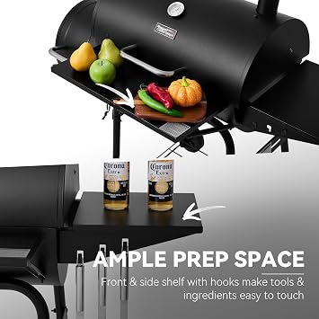 CC1624S Barrel Charcoal Grill with Offset Smoker Black