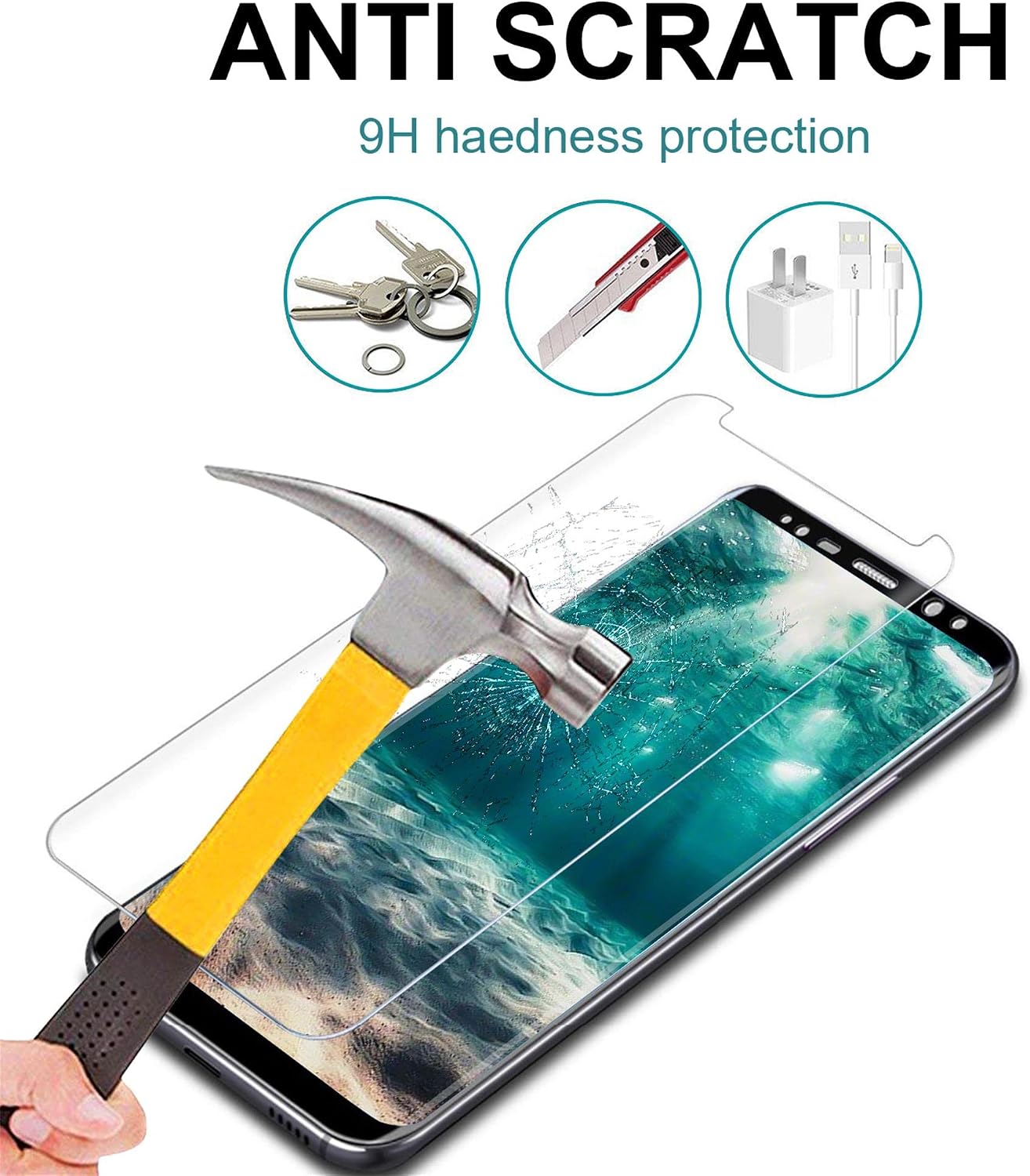 Galaxy Note 9 Screen Protector, (2-Pack) Tempered Glass Screen Protector[Force Resistant Up to 11 Pounds][Easy Bubble-Free] Case Friendly for Samsung Note 9