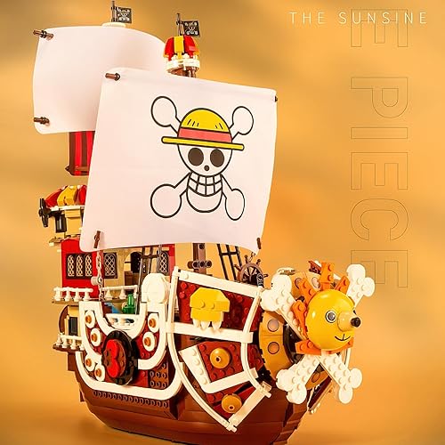 Miniatura 3 de HI-REEKE Juego de bloques de construcción de barco pirata de anime, modelo de barco de batalla Thousand Sunny Brick Boat Battleship Model para