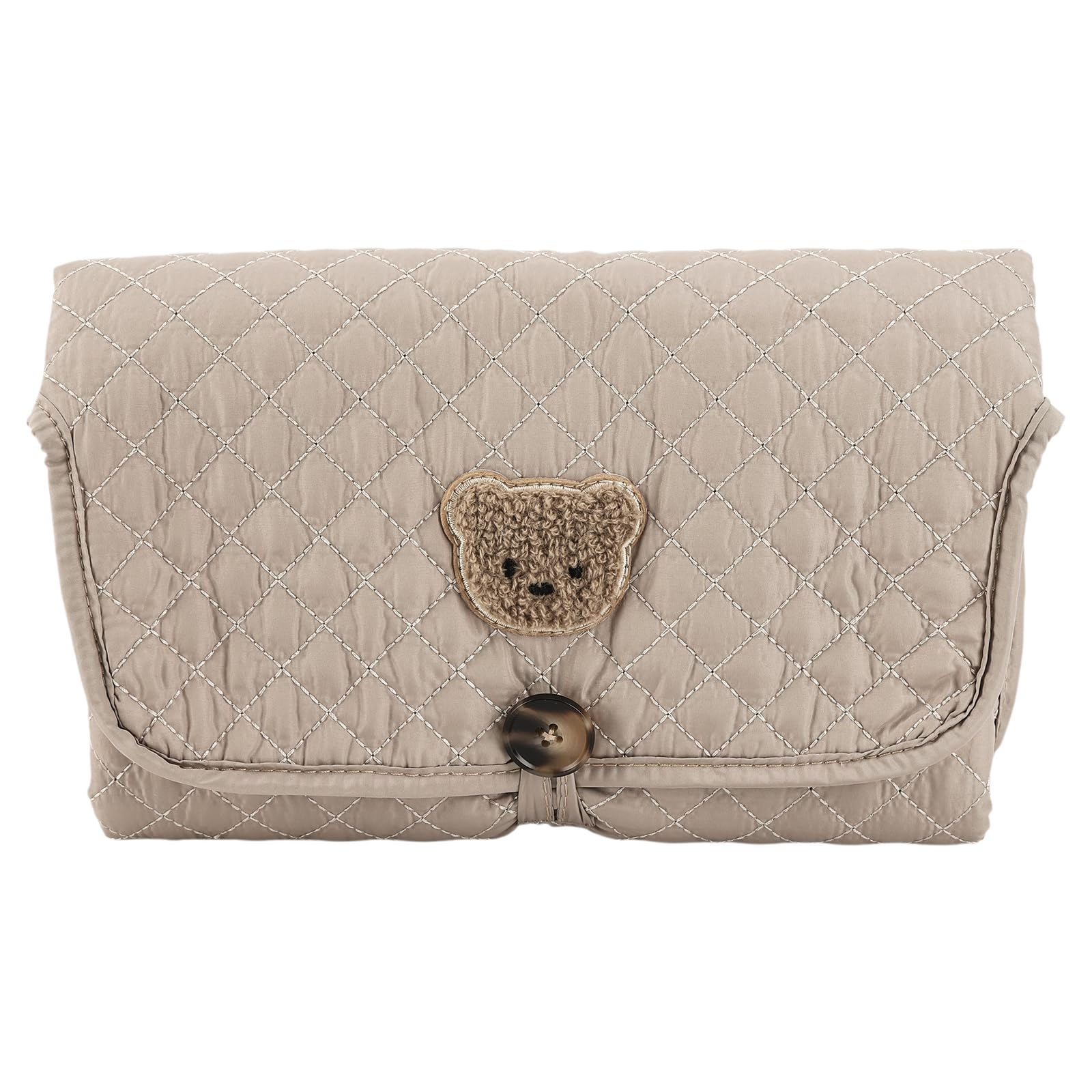 Cymwer Portable Diaper Changing Pad Easy-Clean Compact Diaper Changing Mat Organized Storage Comfortable Cute Bear Bag Gift for Baby Shower (Beige Bear) (style1)