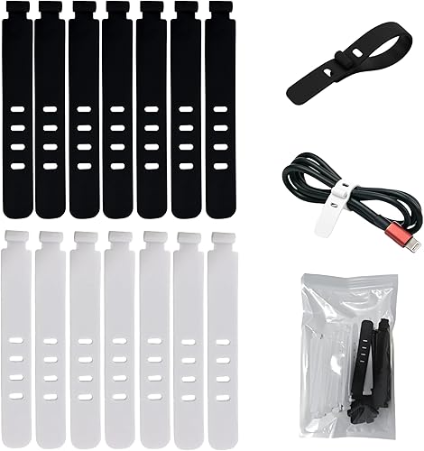 Paquete de 50 bridas de goma  Lazos organizadores de cables de datos resistentes  Organizador de acordes de carga multiusos y bridas reutilizables