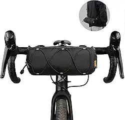 Rhinowalk Bolsa de guidão de bicicleta, bolsa frontal de bicicleta, bolsa de ombro com alça de ombro para estrada, montanha, ciclismo, viagem, (preto)
