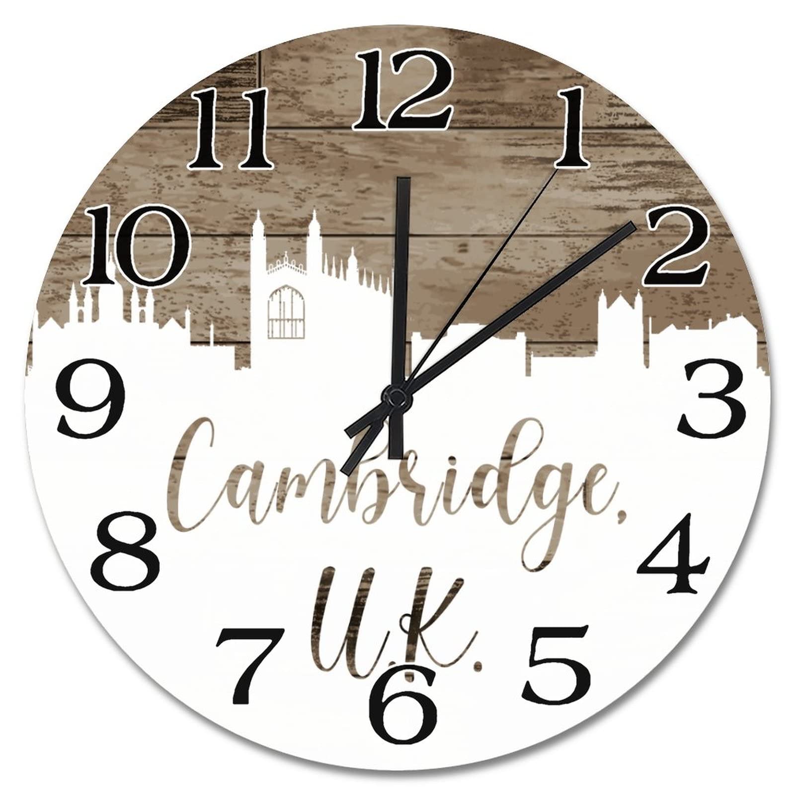 Horloge murale Cambridge paysage britannique de 38,1 cm comme décoration murale de salon rustique