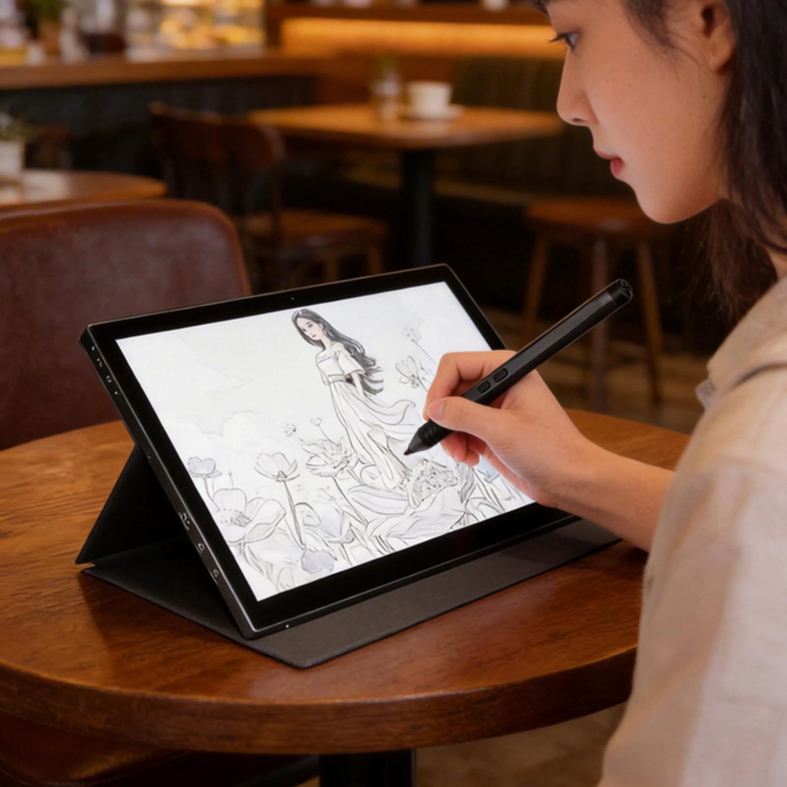 Tableta de Dibujo con Pantalla de 11,6 Pulgadas, Monitor Gráfico 16384 Niveles de Presión con 120% SRGB QLED, para Enseñanza de Diseño de Ilustración de Arte Digital