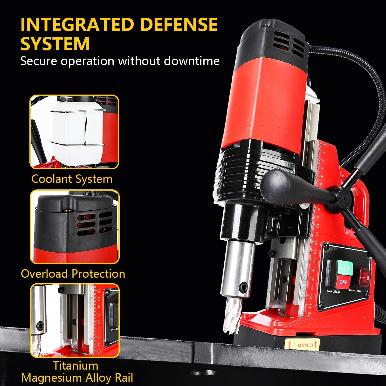 Trapano Magnetico, 1300 W, Portatile, 1,57" Diametro, 810 Giri/Min, Potente per Metallo, Legno e Edilizia