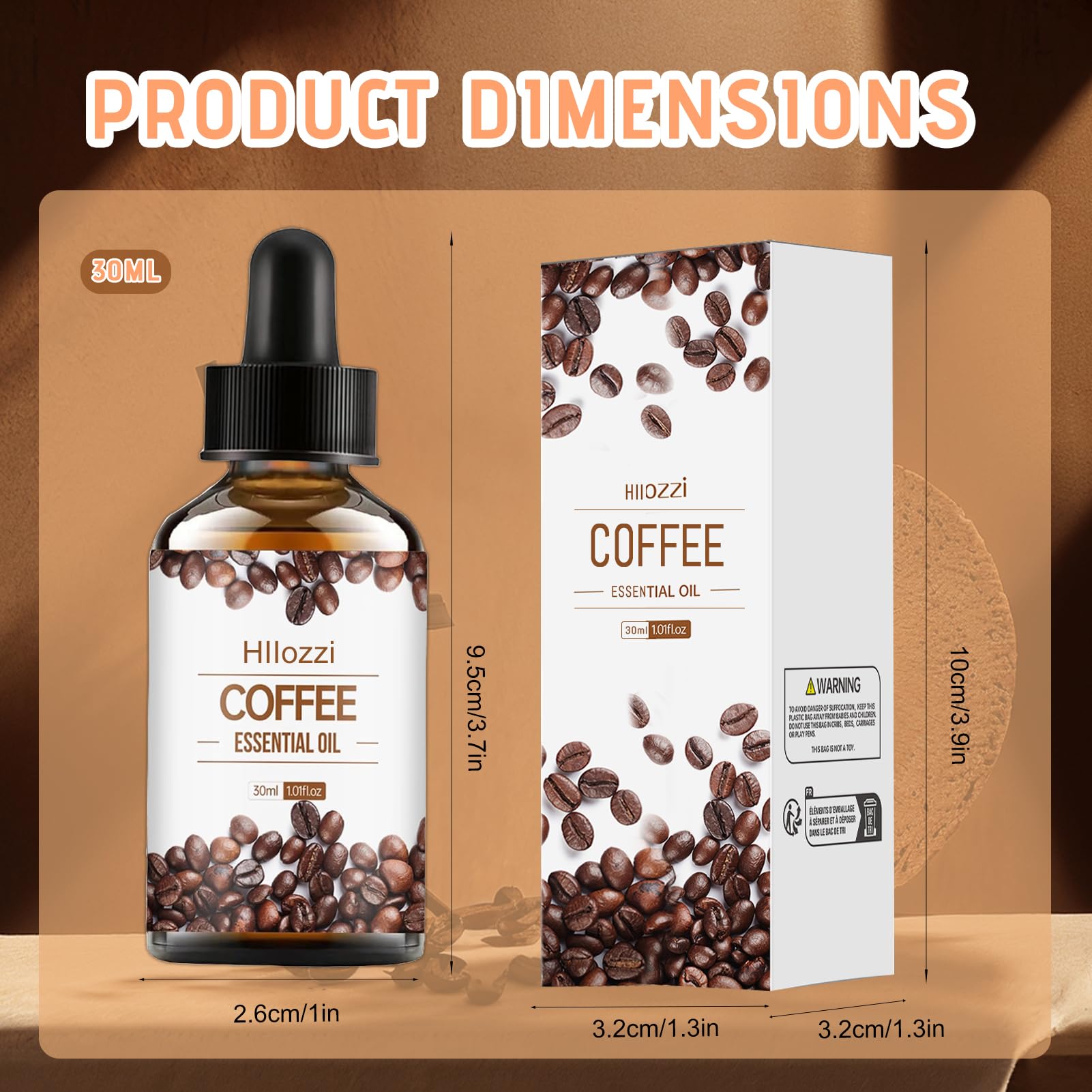 Koffieolie, Koffieolie tegen rimpels, Pure essentiële koffieolie voor aromatherapie, Koffieoliecosmetica voor huid- en haarverzorging, Hydraterende, verjongende en verstevigende olie, 30 ml