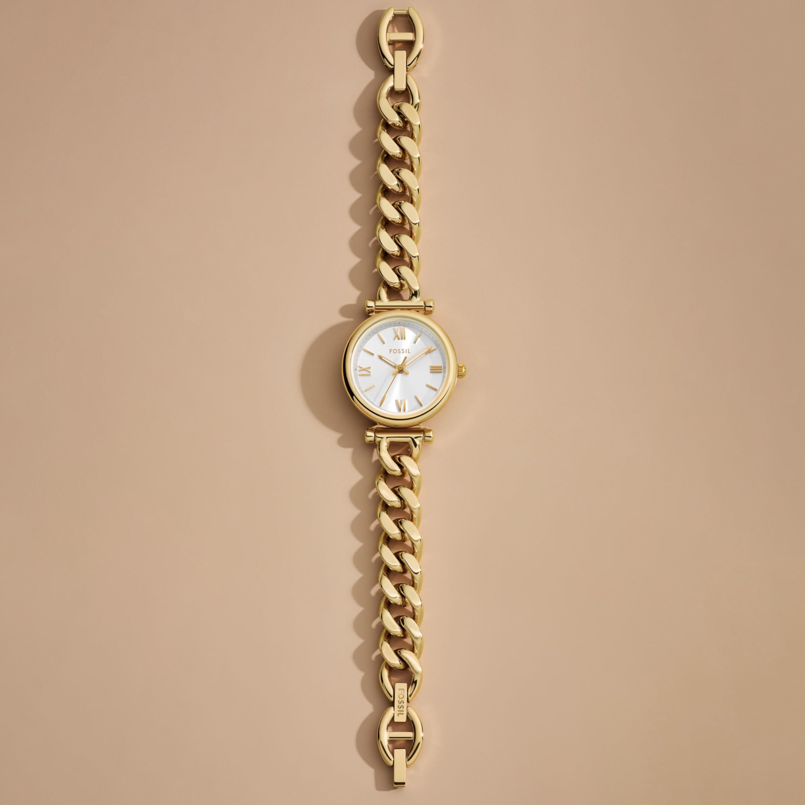 Fossil Orologio Carlie da donna, Movimento al quarzo a tre lancette in tonalità oro con cinturino in acciaio inossidabile