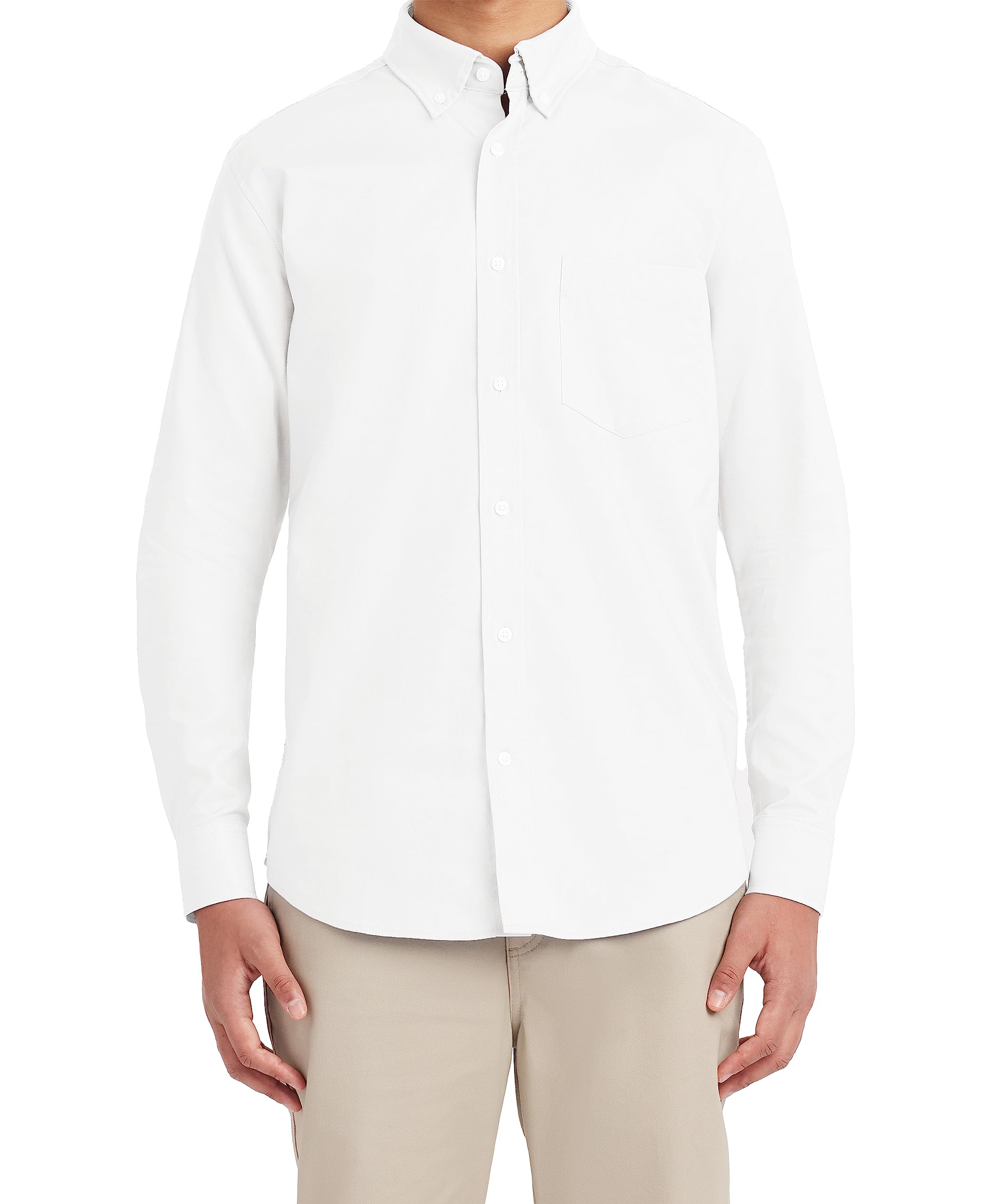 Nautica Young Men's School Uniform Long Sleeve Performance Oxford Button-Down Shirt