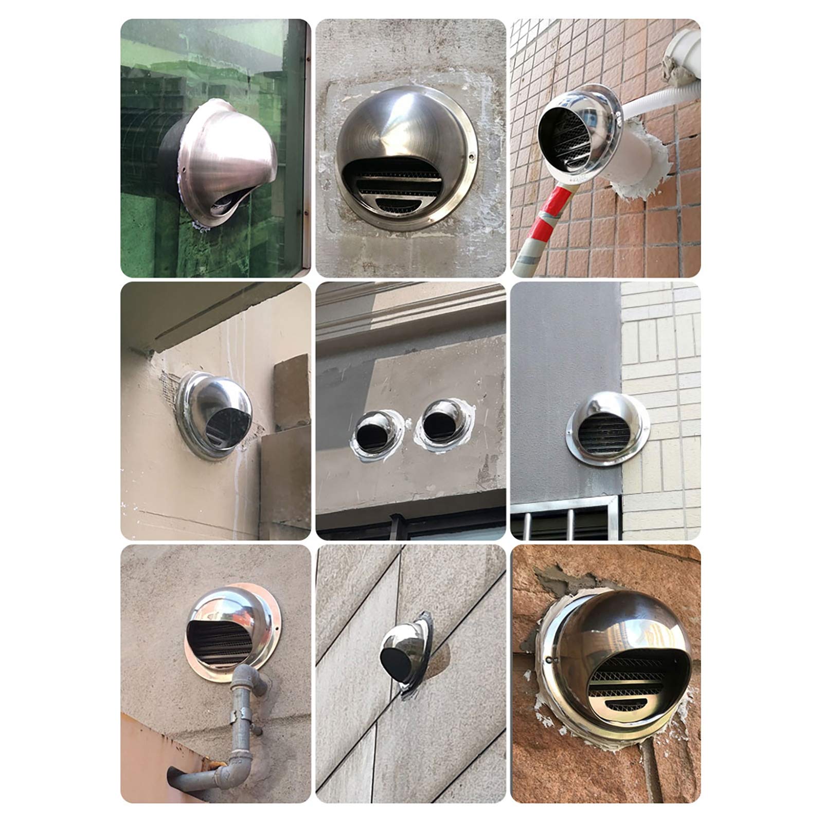 QWEASDF (Ø 60-250mm) Rund Wetterschutzgitter Edelstahl Lüftungsgitter Belüftungsgitter für Belüften & Entlüften,Entlüftungsgitter Abluftgitter Lüftungsschlitz für Wohnmobil/Badezimmer/Küche,150mm