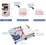 TABITORA Organisateur de bagages de voyage et Cube d'emballage Space Économiser avec les étagères suspendues et le compartiment de rangement de blanchisserie (Pink,L)
