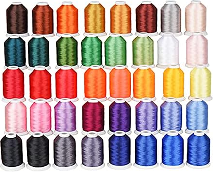 Simthread 40 Spools 550Yds 40WT Polyester Embroidery Thread Set | 40-spool set with 550Yds each feeds smoothly using stable 40WT polyester thread for home and commercial embroidery machines.