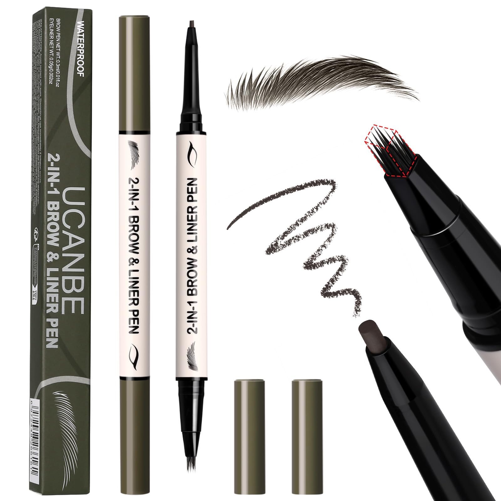 UCANBE 2-in-1 Eyebrow Pen & Gel Eyeliner Pencil